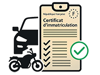 Logo Carte Grise Express, voiture stylisée, service d'immatriculation en ligne